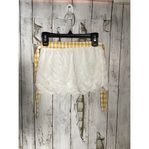 3Y Toddler Yellow Gingham Ruffle Skirt Elastic Tie-Waist Eyelet Lace